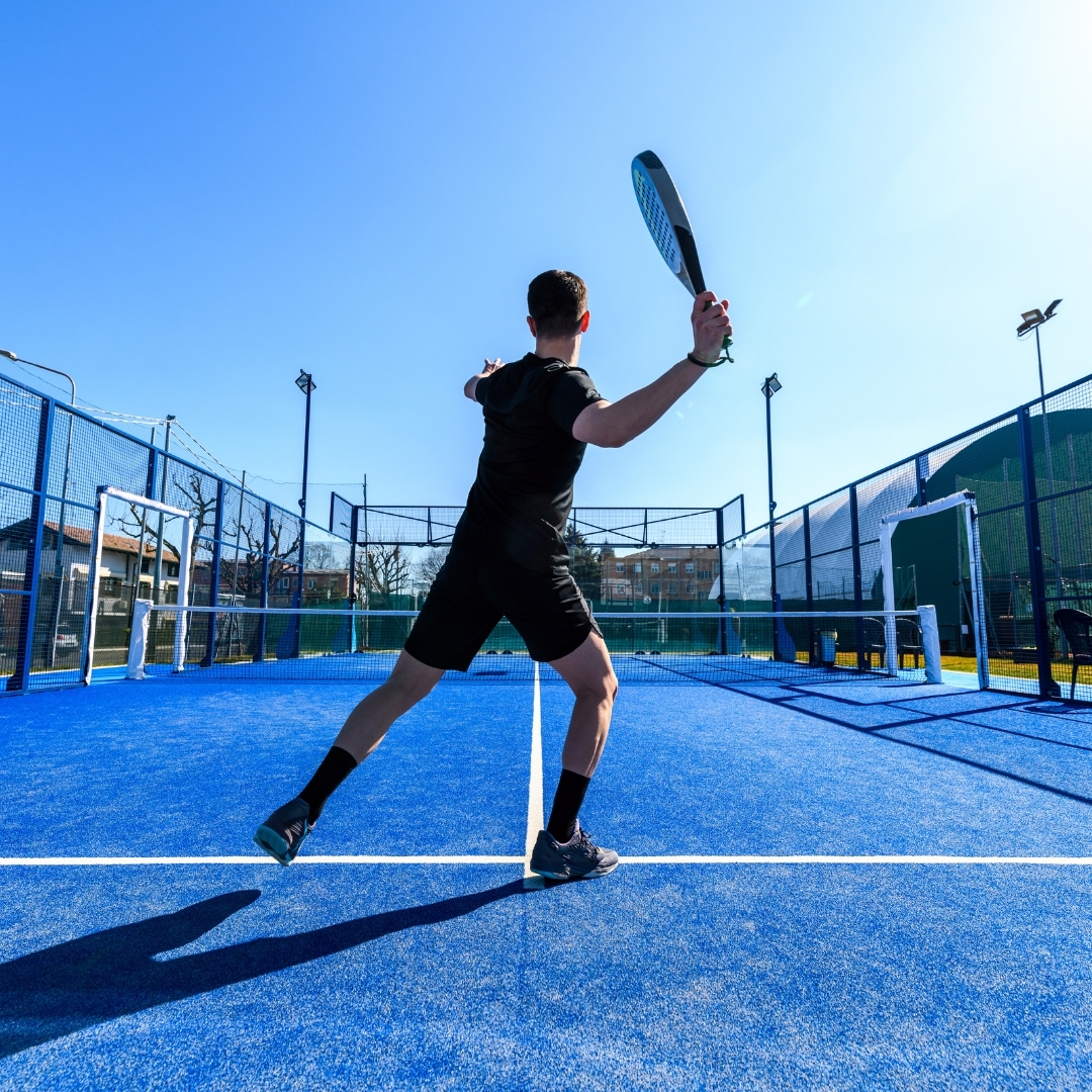 Padel players in action